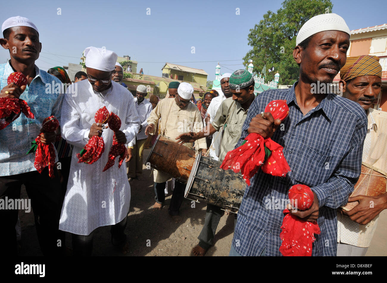 Die Siddis, ein Afro-indische Gemeinde wohnhaft in Gujarat. Stockfoto
