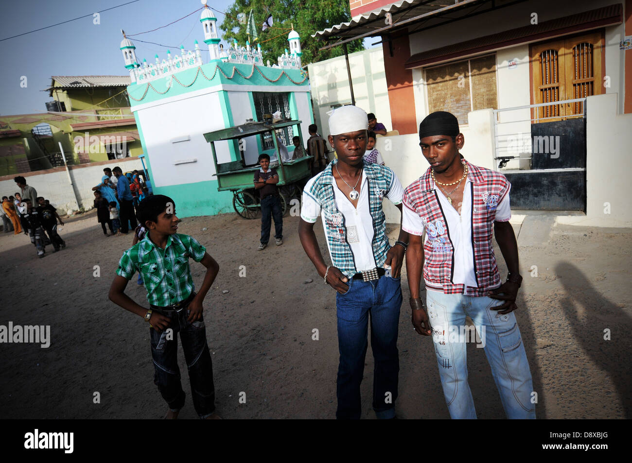 Die Siddis, ein Afro-indische Gemeinde wohnhaft in Gujarat. Stockfoto