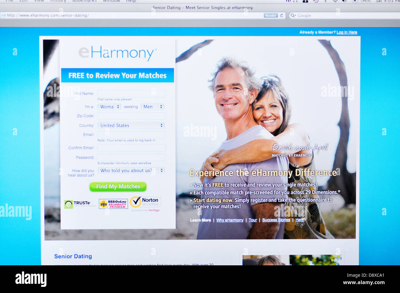 eHarmony online-dating für Senioren-website Stockfoto
