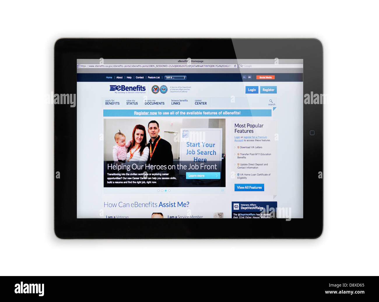 iPad-Bildschirm zeigt EcoHearth Webseite - Umwelt websites Stockfoto