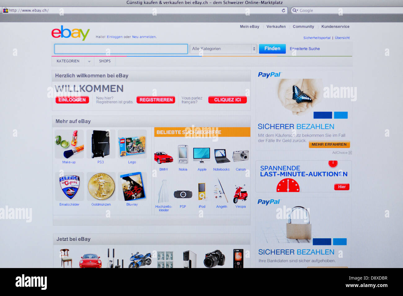 Der Schweiz eBay online-shopping-website Stockfoto