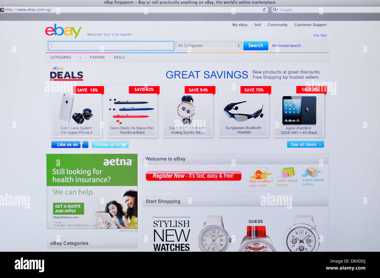 Singapur eBay online-shopping-website Stockfoto