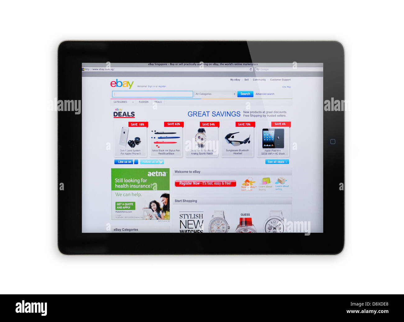 Singapur eBay online-shopping-Website auf dem iPad-Bildschirm Stockfoto