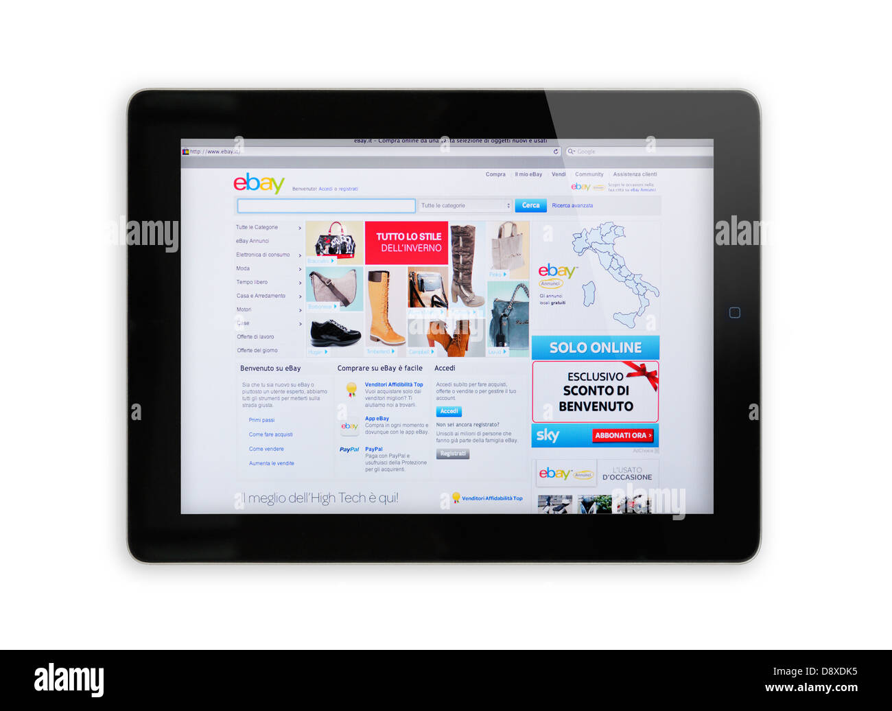 Italien eBay online-shopping-Website auf dem iPad-Bildschirm Stockfoto