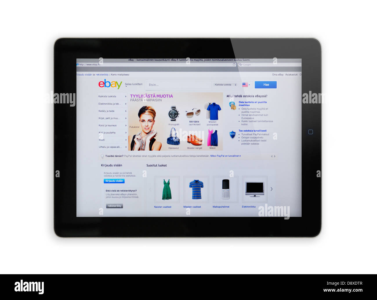 Finnland eBay online-shopping-Website auf dem iPad-Bildschirm Stockfoto