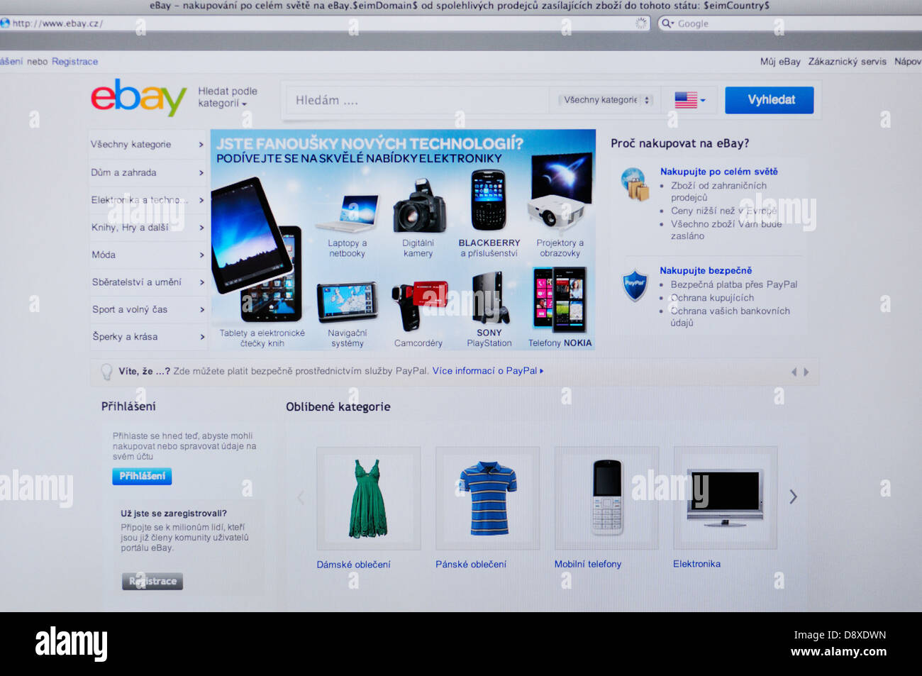 Tschechische eBay online-shopping-website Stockfoto