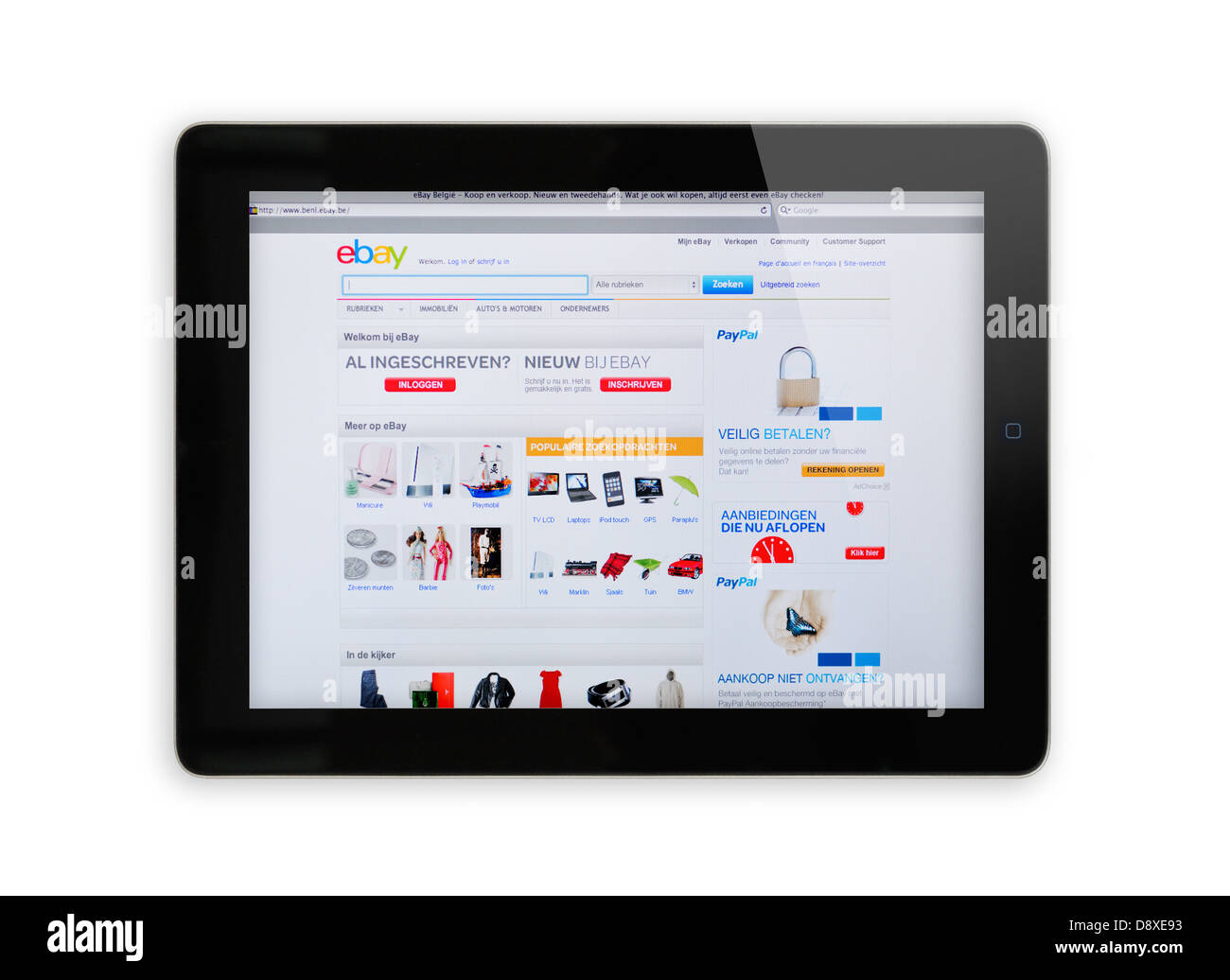 Belgien eBay online-shopping-Website auf dem iPad-Bildschirm Stockfoto