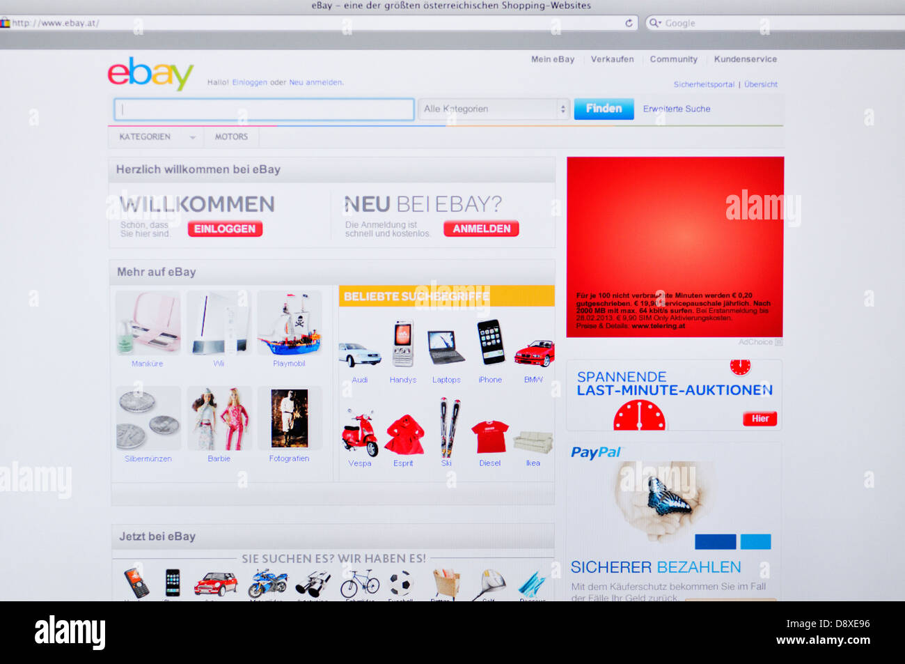 Australien-eBay online-shopping-website Stockfoto
