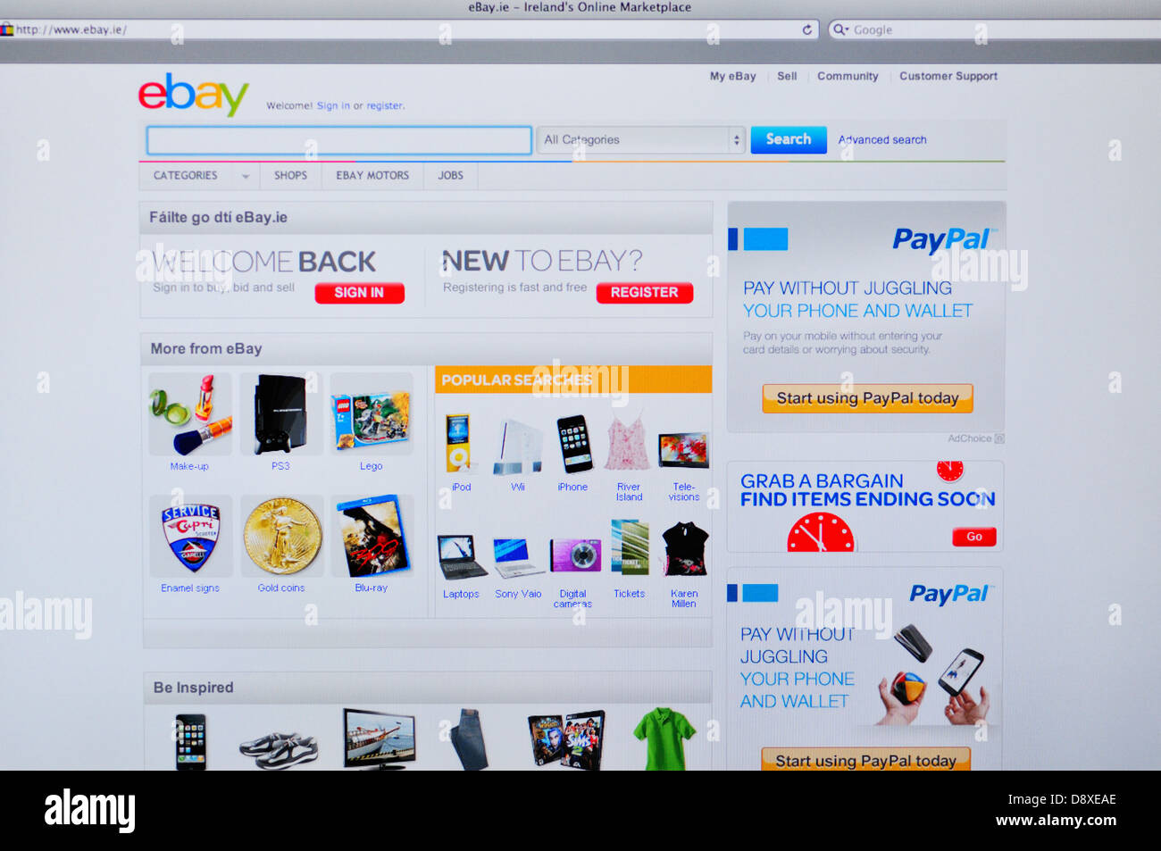Irland eBay online-shopping-website Stockfoto