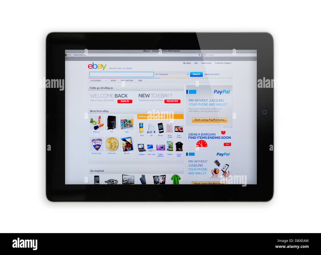 Irland eBay online-shopping-Website auf dem iPad-Bildschirm Stockfoto