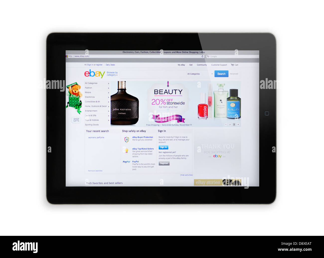 eBay online-shopping-Website auf dem iPad-Bildschirm Stockfoto