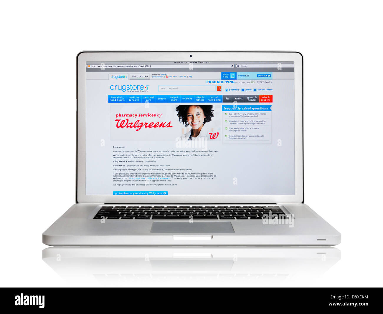 Apotheke Online-Apotheke Website auf Laptop-Bildschirm Stockfoto