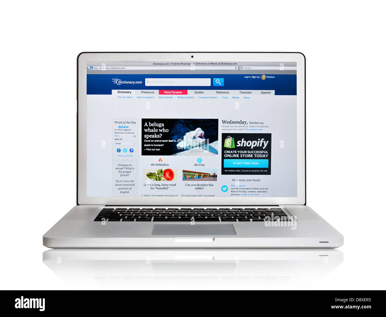 Laptop-Bildschirm zeigt Dictionary.com Webseite Stockfoto