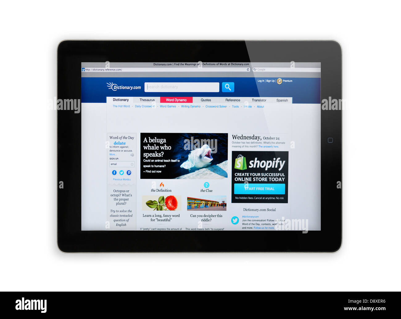 iPad-Bildschirm zeigt Dictionary.com Webseite Stockfoto