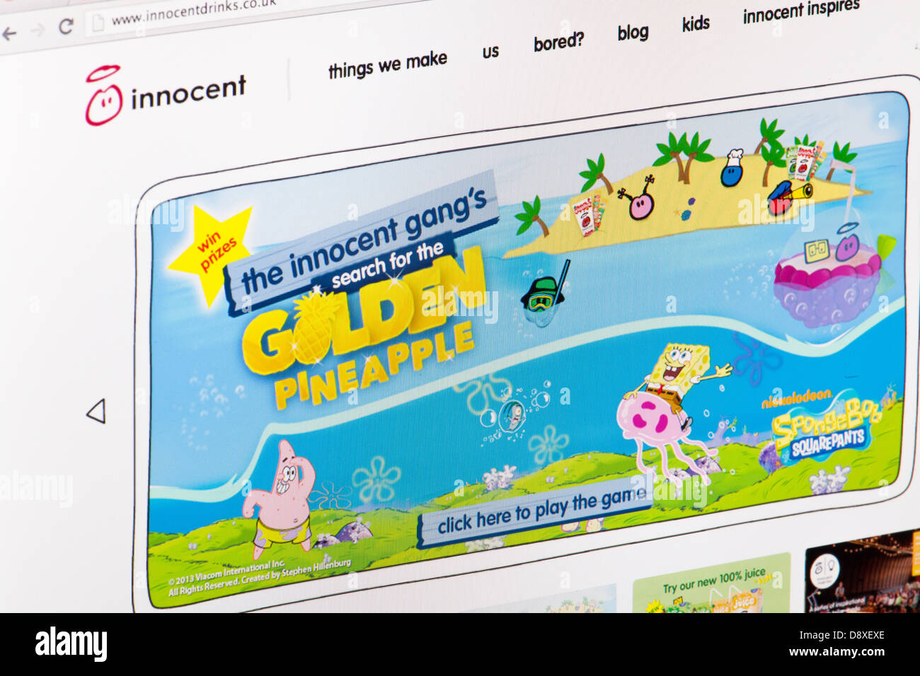 Innocent Drinks Smoothies Frucht Drink Homepage Website oder Web-Seite auf einem Laptop-Bildschirm oder Computer-monitor Stockfoto