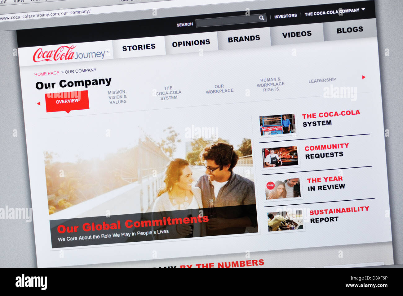 Coca Cola website Stockfoto