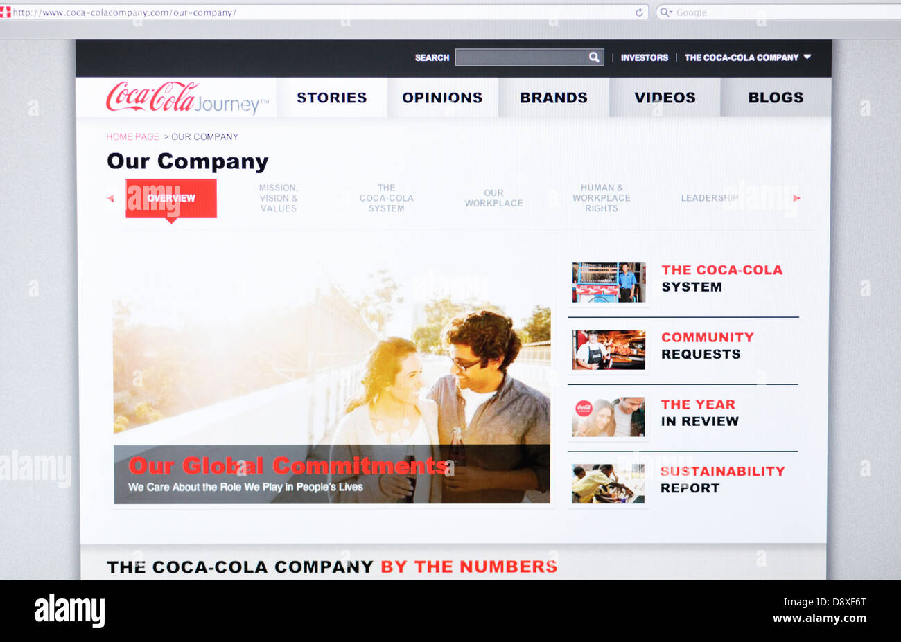 Coca Cola website Stockfoto