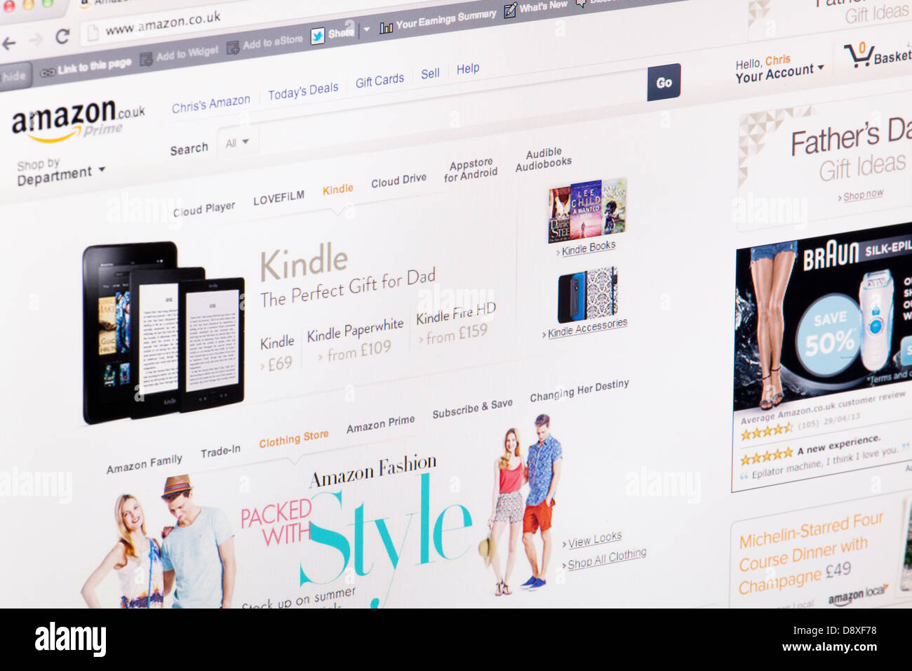 Amazon-Shop-Online-Homepage-Website oder Web-Seite auf einem Laptop-Bildschirm oder Computer-monitor Stockfoto