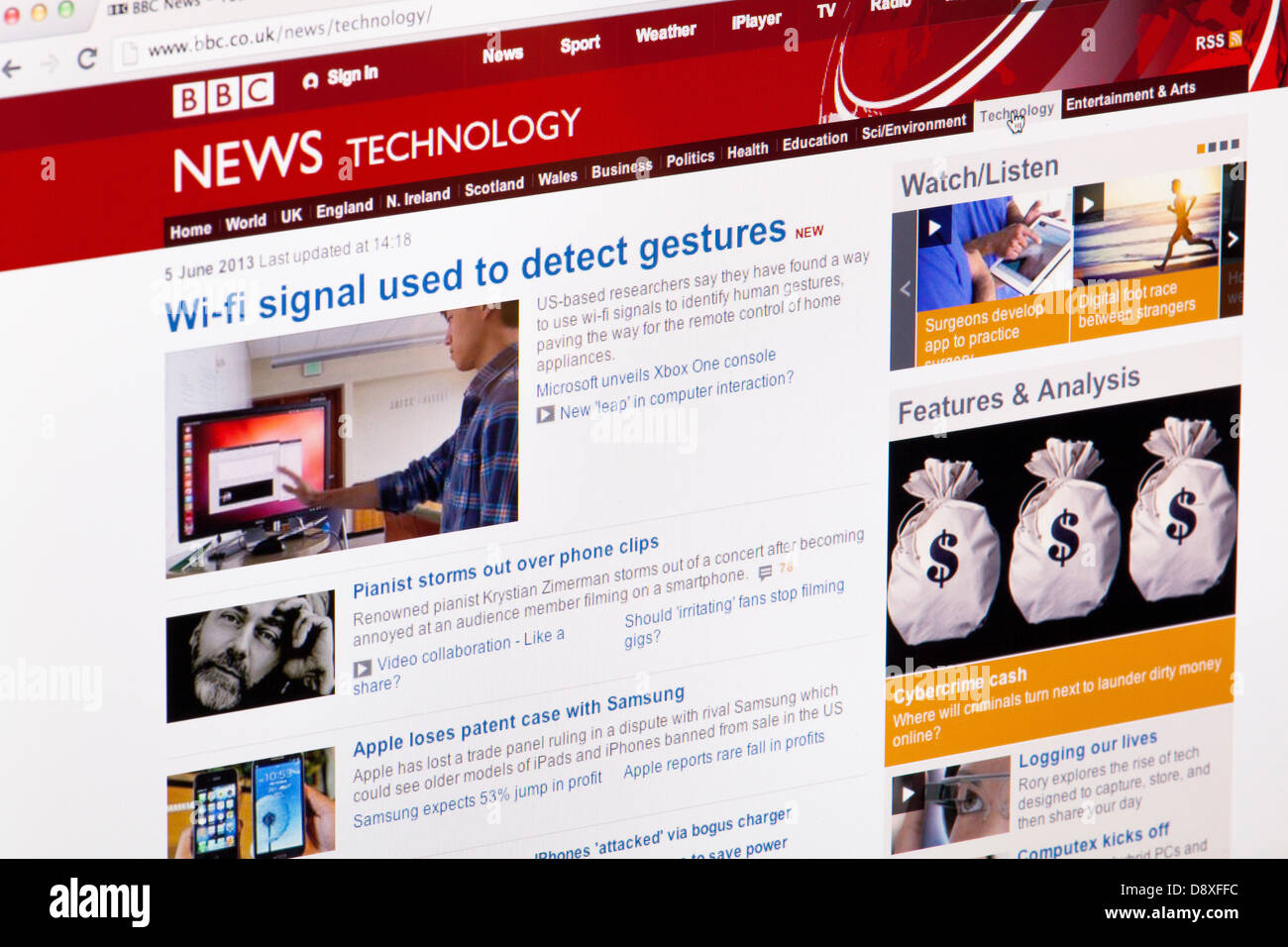 BBC News Technology Homepage Website oder Webseite auf einem Laptop-Bildschirm oder Computer-monitor Stockfoto