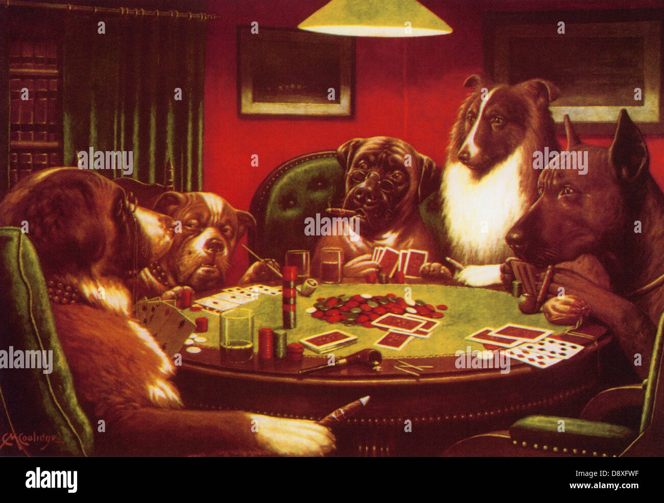 Hunde spielen Poker Cassius Marcellus Coolidge - nur zur redaktionellen Verwendung. Stockfoto