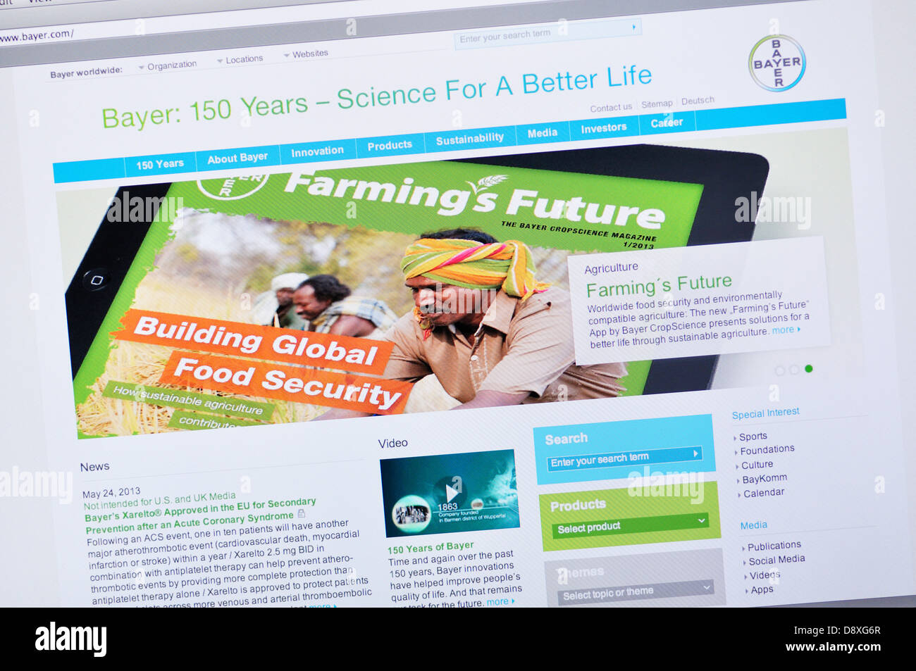 Bayer Healthcare Pharmaceuticals website Stockfoto