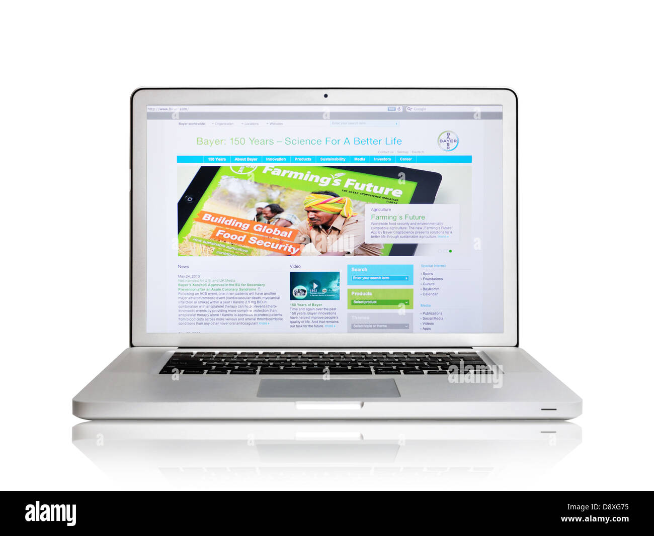 Bayer Healthcare Pharmaceuticals Website auf Laptop-Bildschirm Stockfoto
