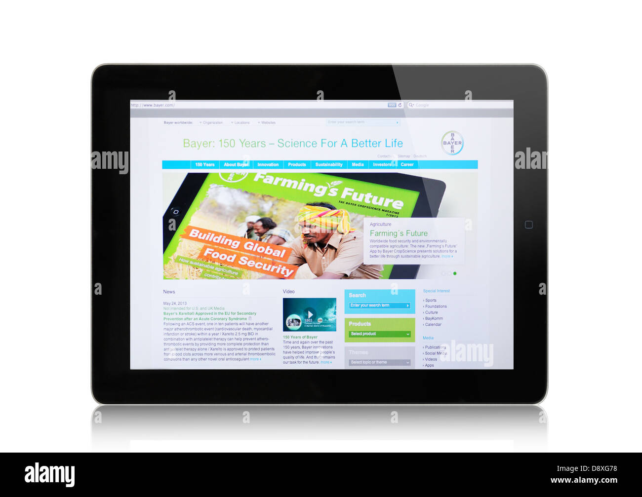 Bayer Healthcare Pharmaceuticals Website auf dem iPad Stockfoto