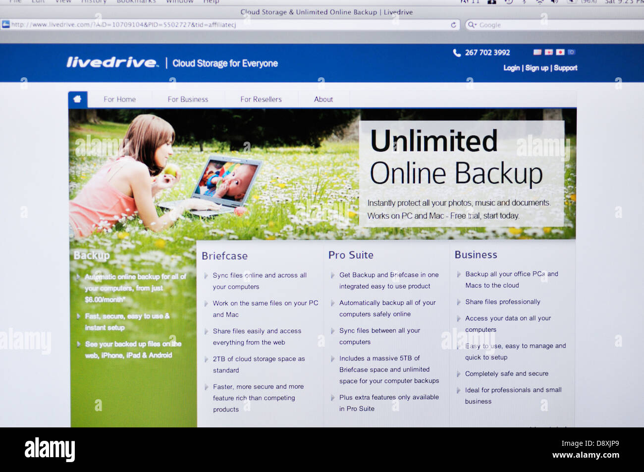 Online-Daten-backup-website Stockfoto