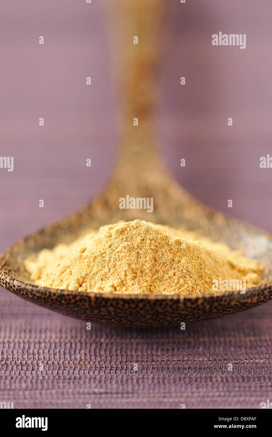 Löffel gemahlener Ingwer Stockfoto