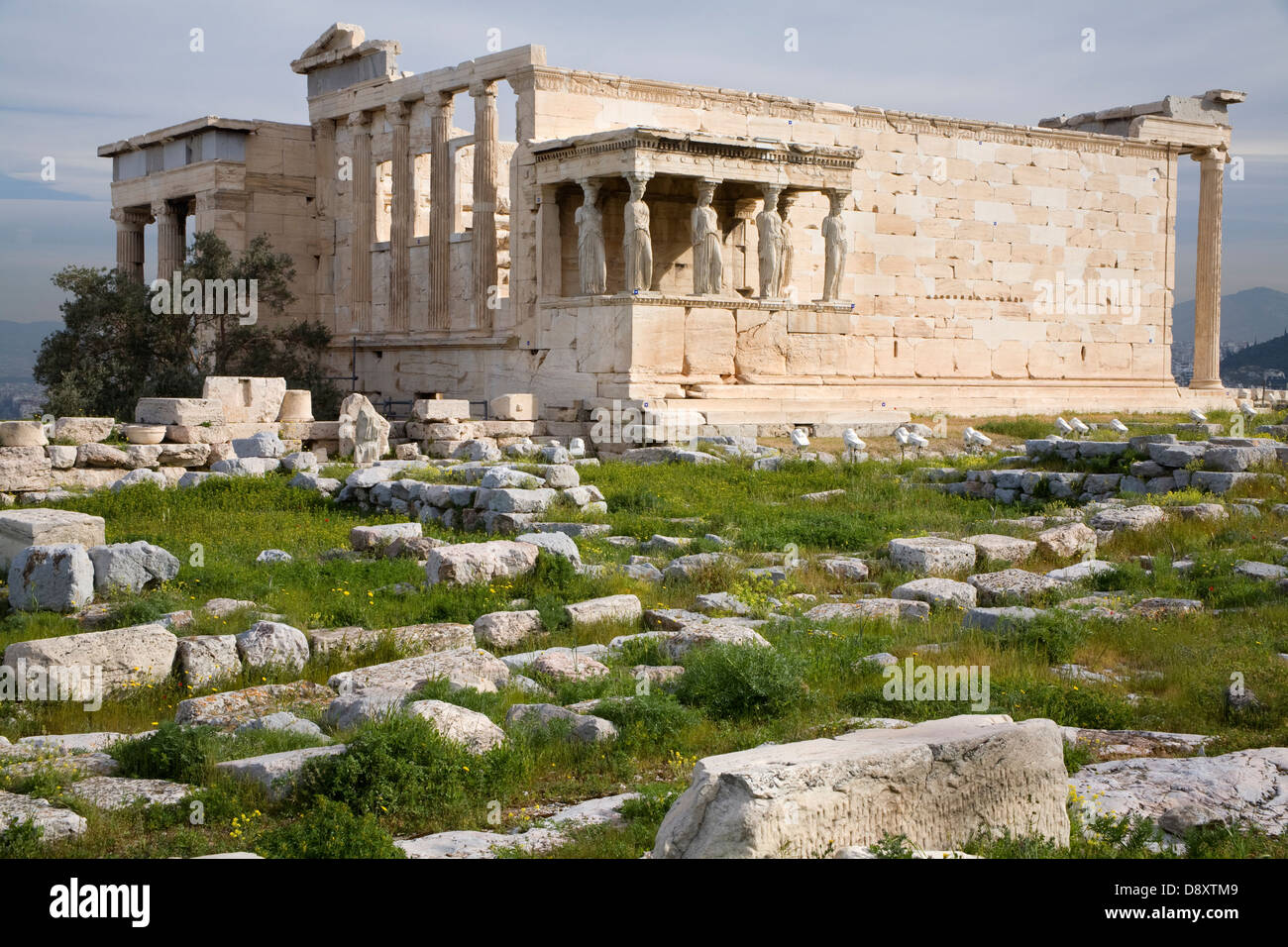 Die Karyatide Veranda des Erechtheion, Akropolis, Athen, Griechenland, Europa Stockfoto