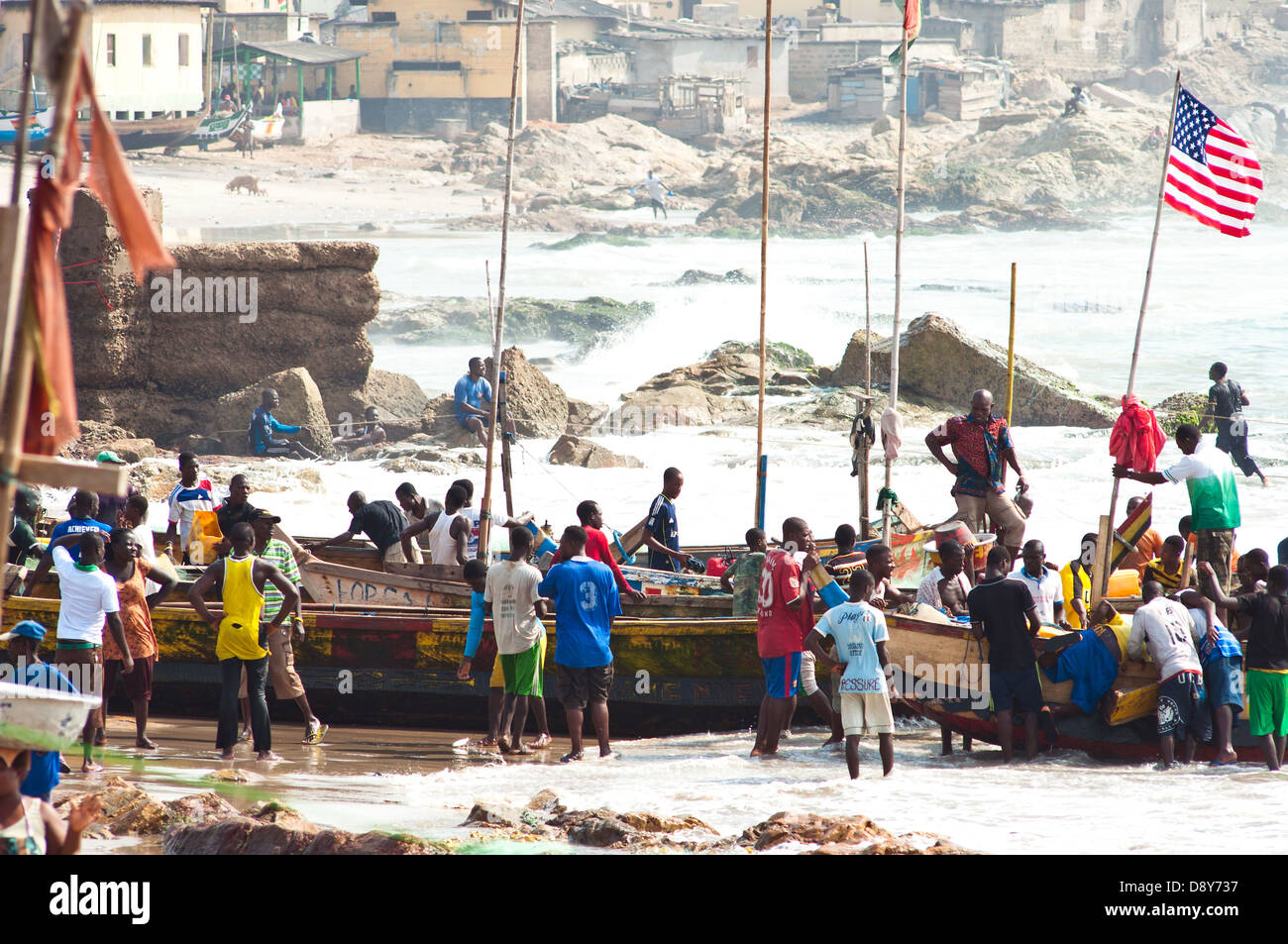 Angelboote/Fischerboote, Cape Coast, Ghana, Afrika Stockfoto