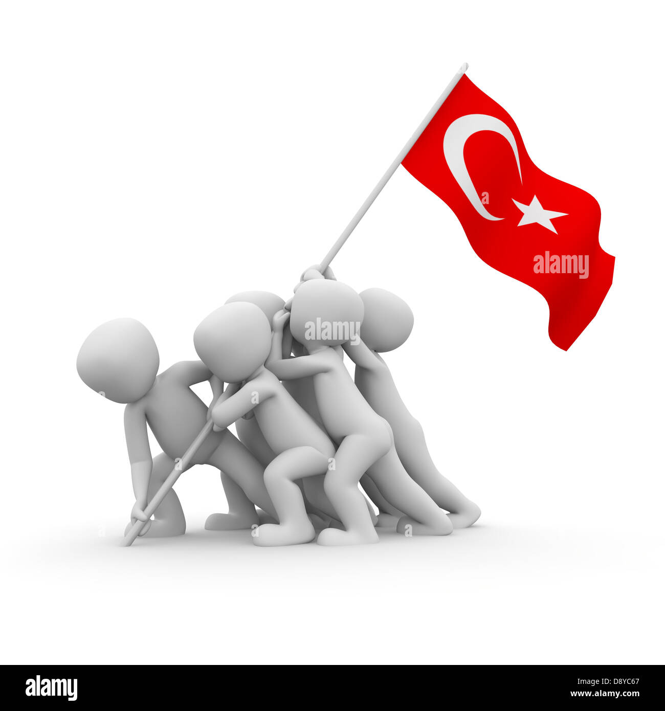 Die Zeichen sollen gemeinsam die türkische Fahne zu hissen. Stockfoto