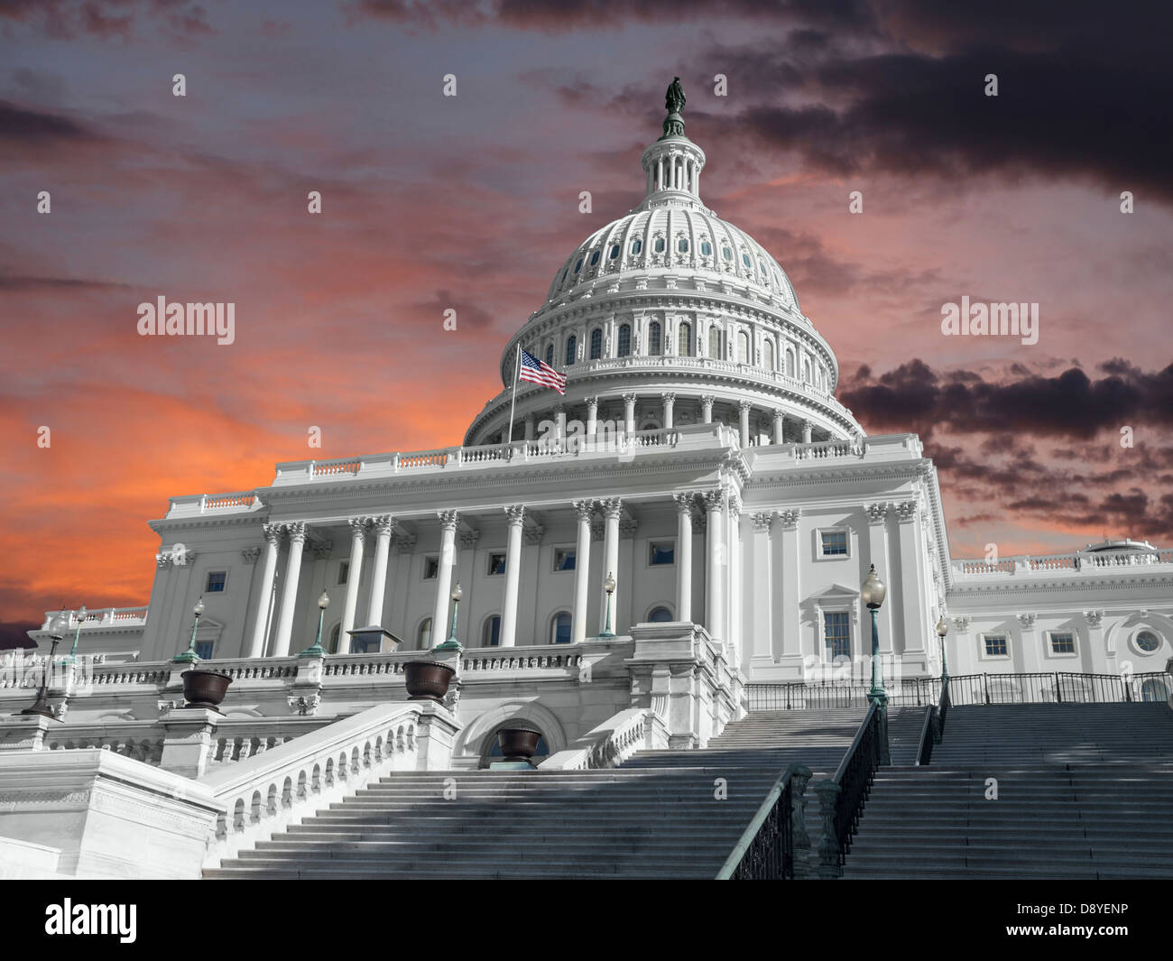 United States Capitol Gebäude mit Sonnenaufgang Himmel. Stockfoto