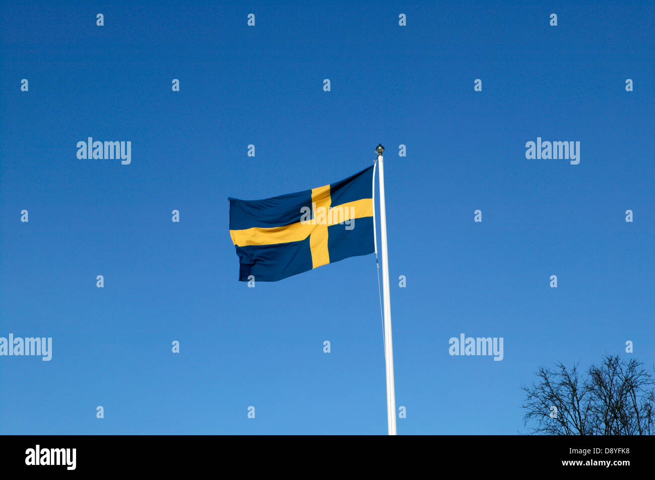 Die schwedische Flagge, Hemavan, Schweden. Stockfoto