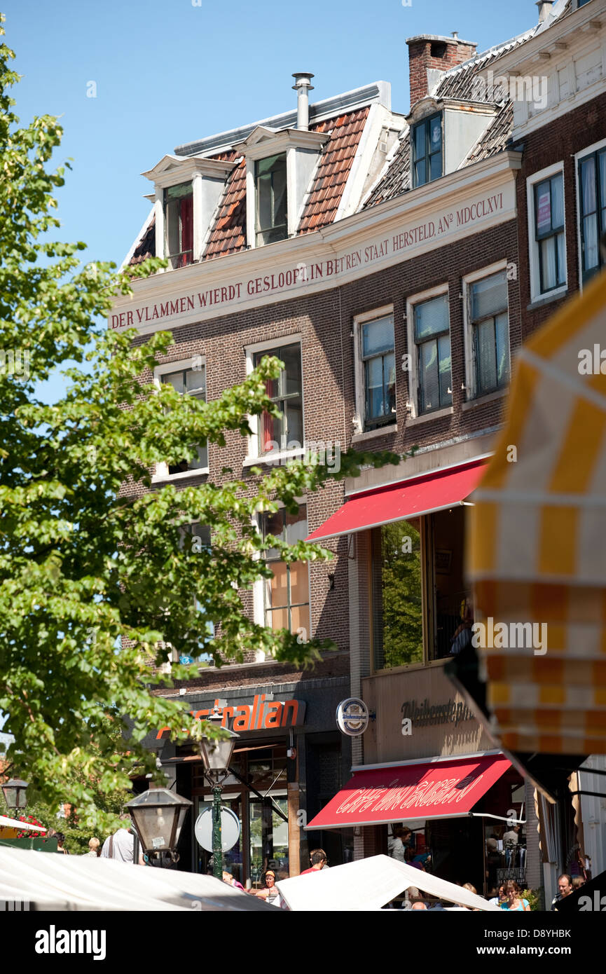 Alte schmale Gebäude Leiden-Holland-Niederlande-Europa Stockfoto