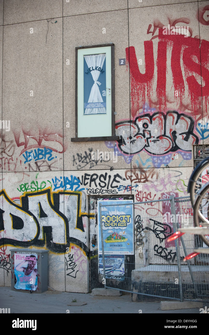 Graffiti Vandalismus öffentlichen Raum Leiden Holland Niederlande Europa Stockfoto