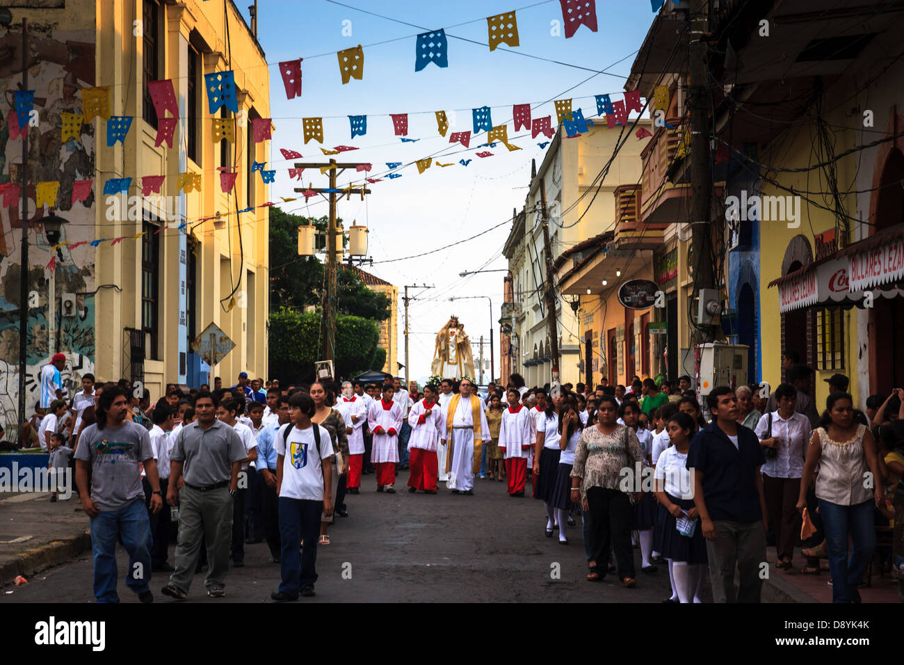 christliche-Parade in der Rue de Léon, Nicarague. Stockfoto