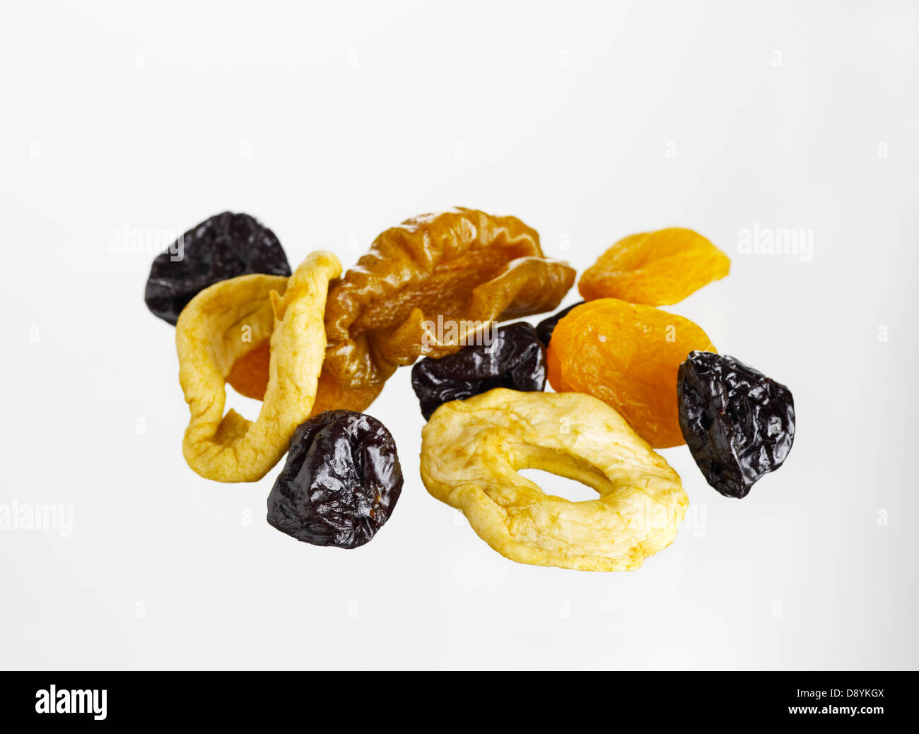 Variation von getrockneten Früchten, Nahaufnahme, Studioaufnahme Stockfoto