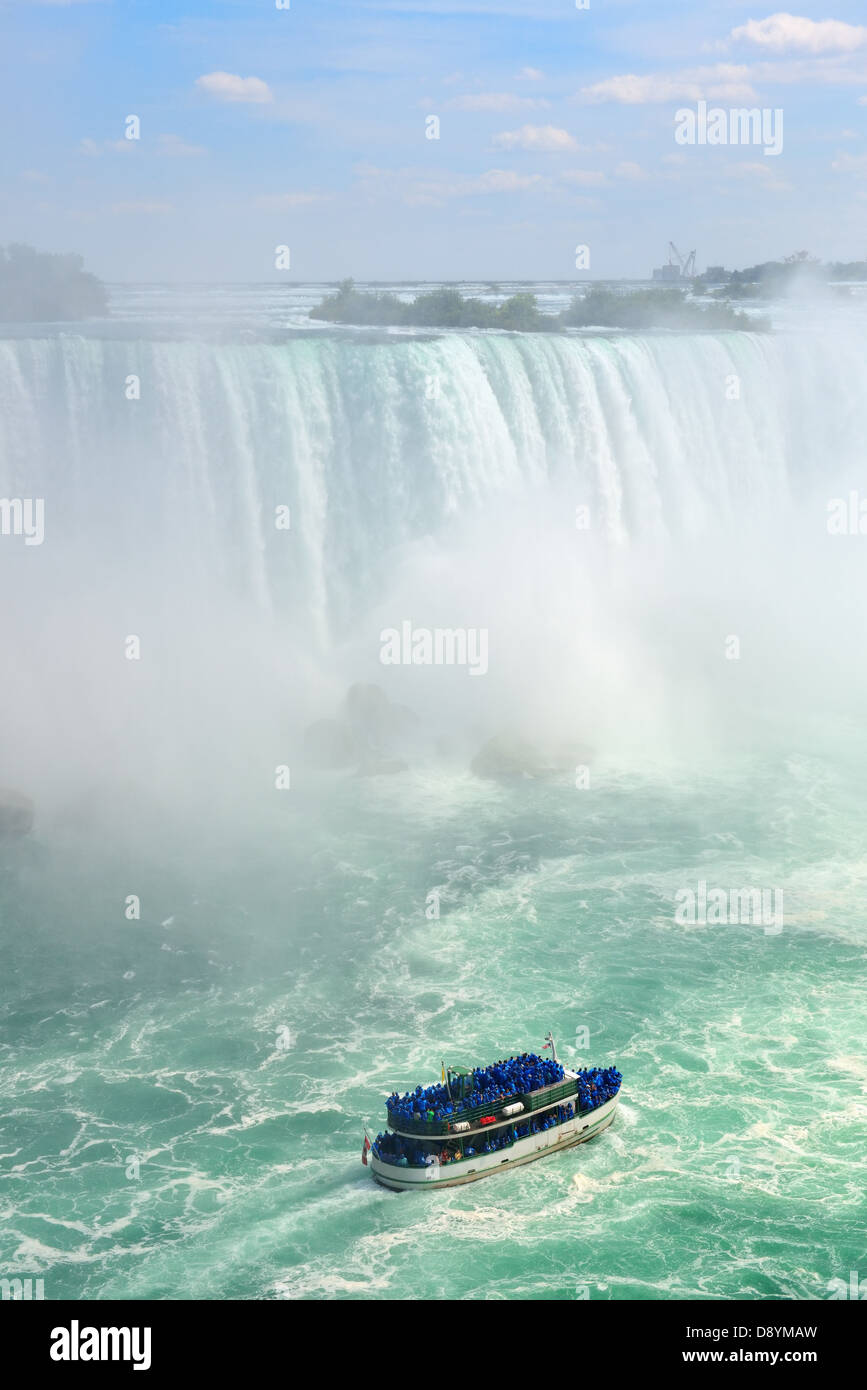 Boot und Horseshoe Falls von den Niagarafällen entfernt Stockfoto