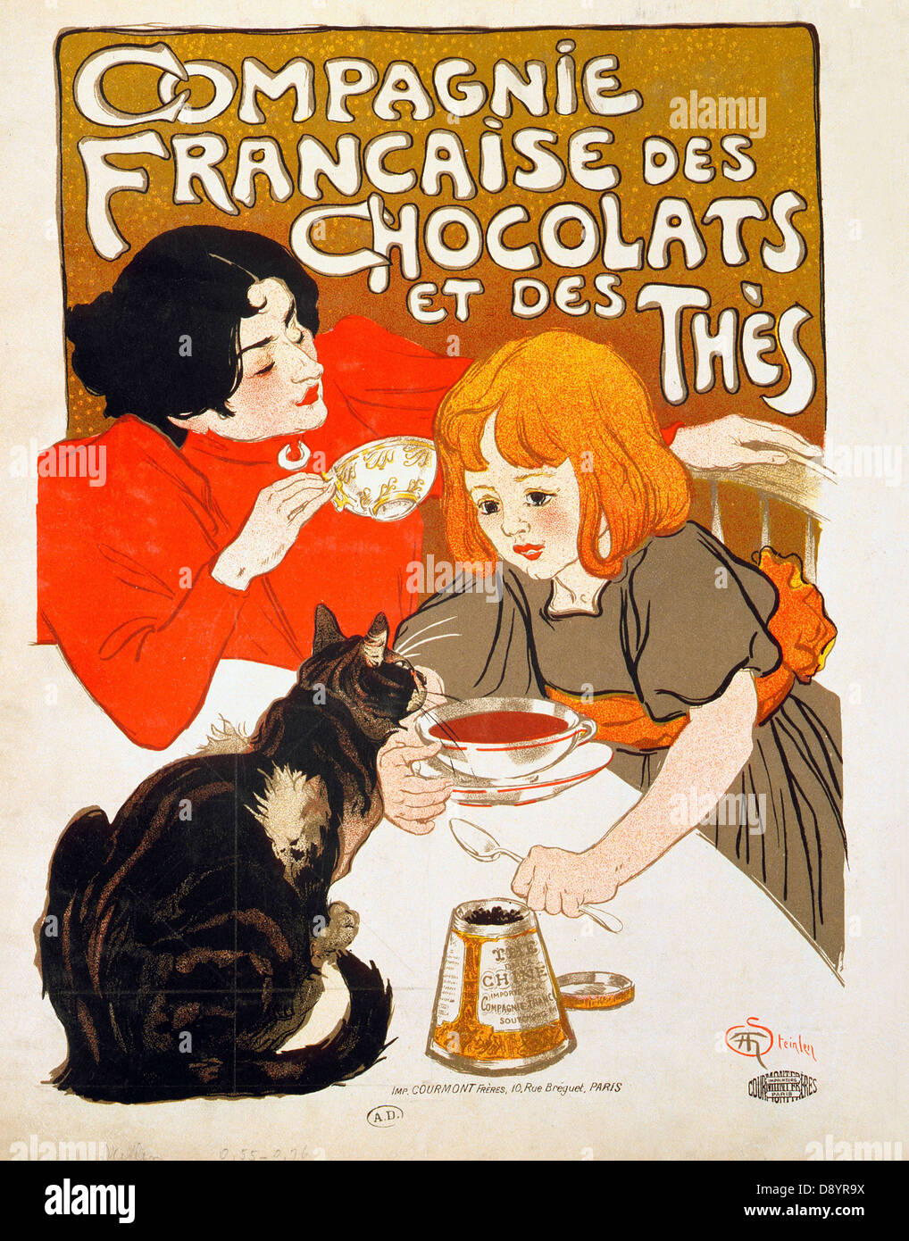 Théodore Alexandre Steinlen Compagnie Française des Chocolats et des Thés (französische Schokolade und Tea Company) Werbeplakat Stockfoto