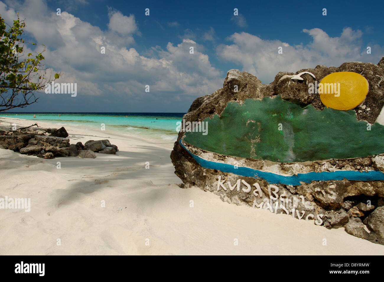 Kuda Bandos Island auf den Malediven, die archetypische Wüsteninsel Stockfoto