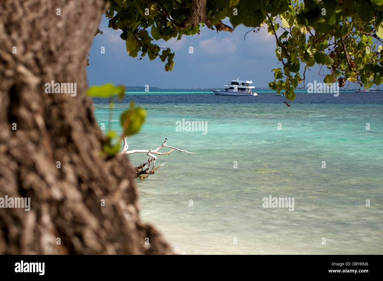 Kuda Bandos Island auf den Malediven, die archetypische Wüsteninsel Stockfoto