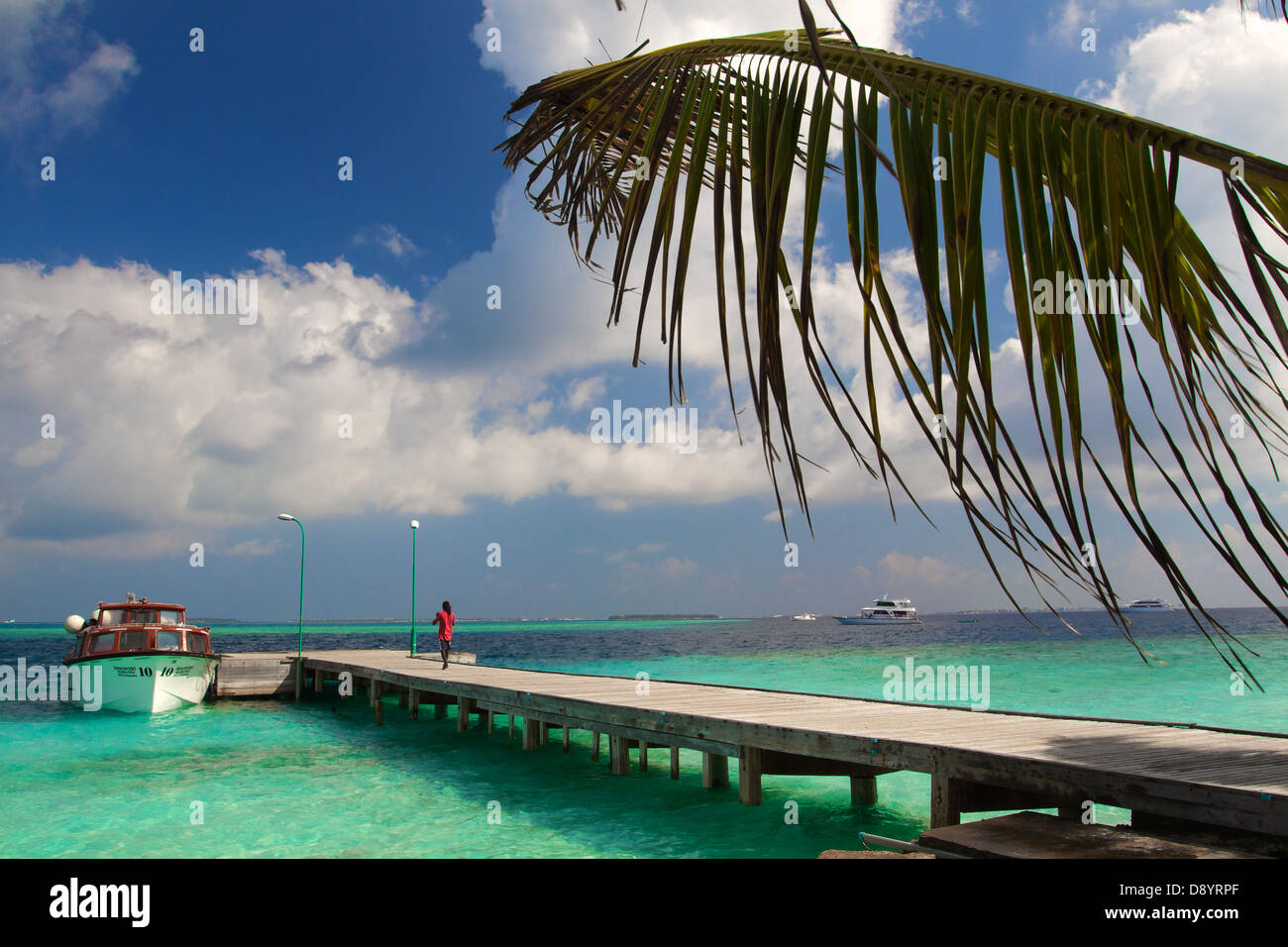 Kuda Bandos Island auf den Malediven, die archetypische Wüsteninsel Stockfoto