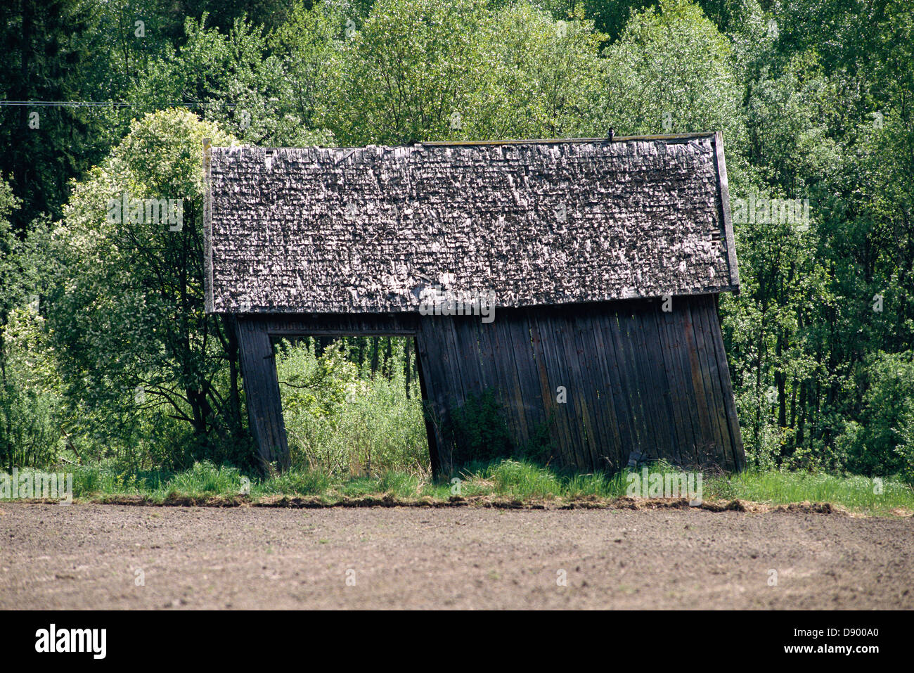 Ein schief Haus. Stockfoto