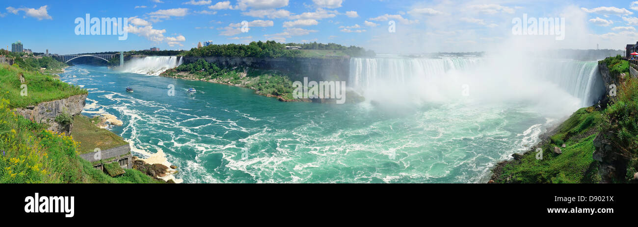 Niagarafälle-Luftbild-Panorama mit blauer Himmel und Wolke Stockfoto