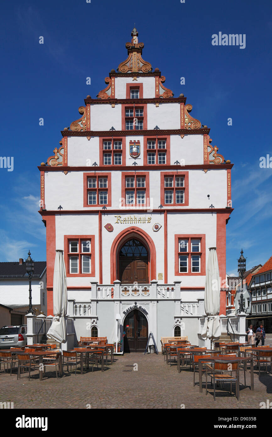 Entstehungsumstände, Historisches Rathaus in Bad Salzuflen, Naturpark Teutoburger Wald / Eggegebirge, Nordrhein-Westfalen Stockfoto