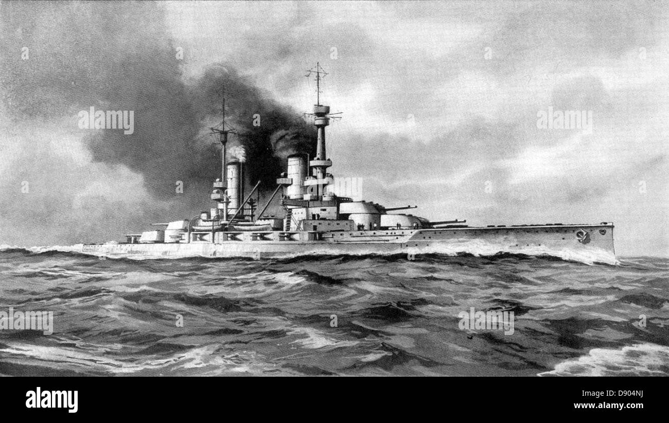 SMS KONIG zunächst vier Konigclass Dreadnough Schlachtschiffe der kaiserlichen deutschen Marine WWI. Stockfoto
