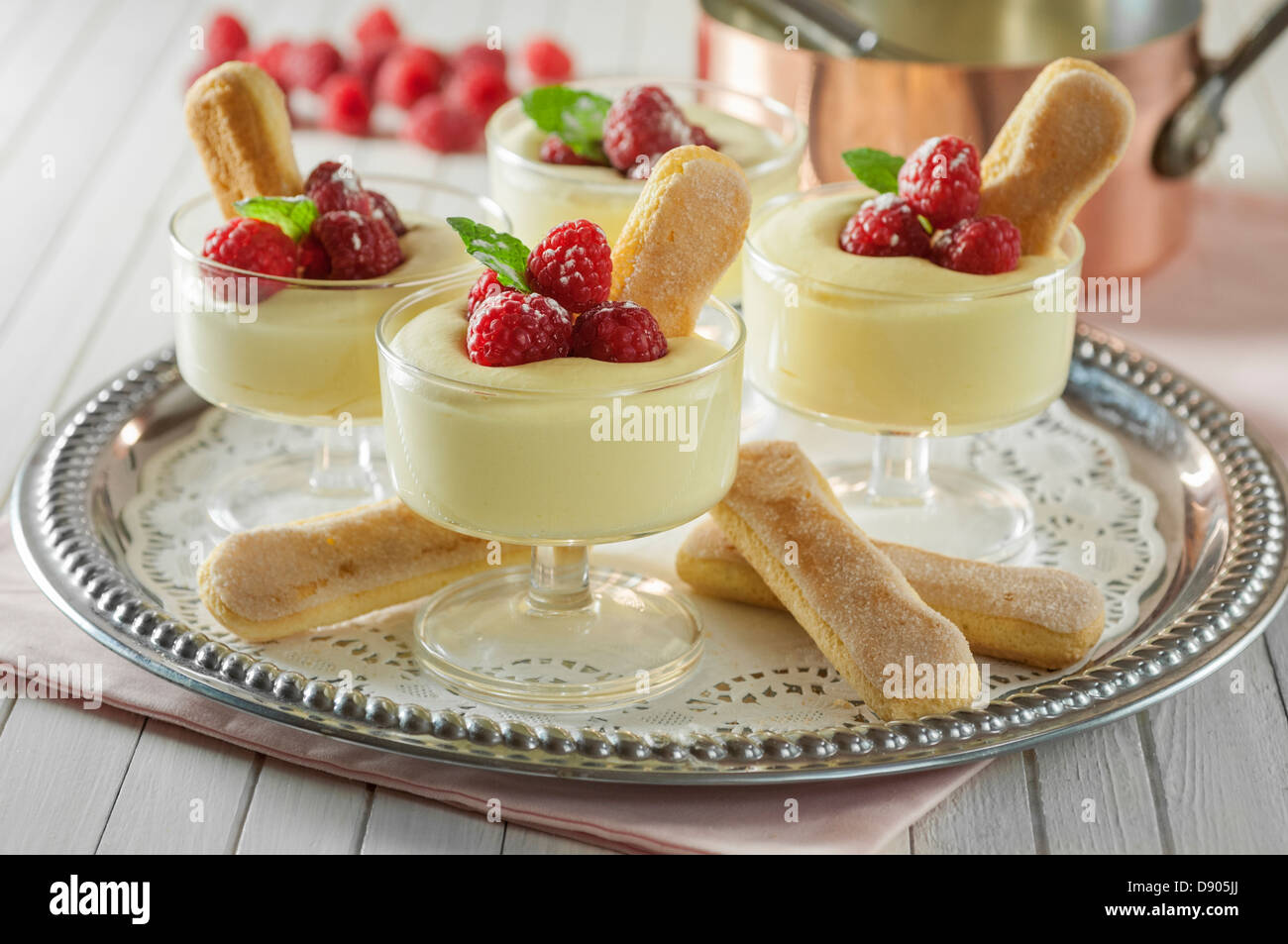 Zabaione Marsala Wein und Ei dessert Stockfoto