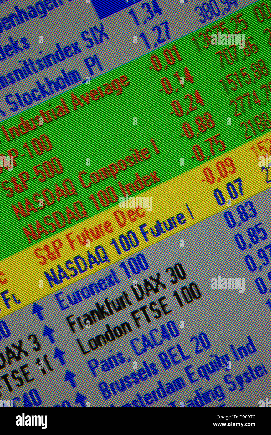 Börsenkurse, close-up. Stockfoto