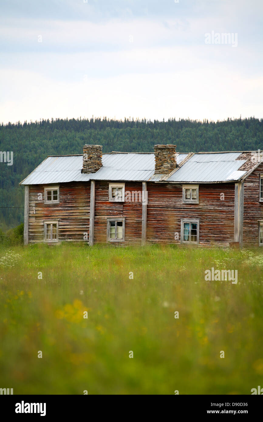 Altes Haus, Harjedalen, Schweden. Stockfoto